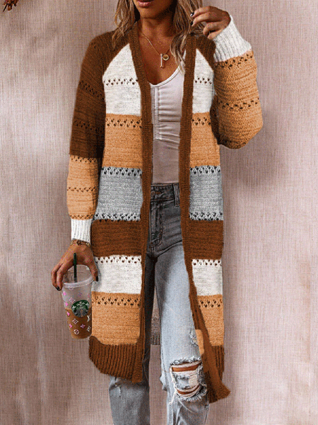 

Cotton Loosen V Neck Knit coat, Brown, Cardigans