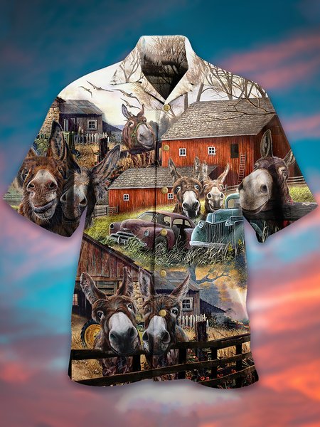 

Vintage Shirt Collar Animal Shirts & Tops, As picture, Men's Floral shirt