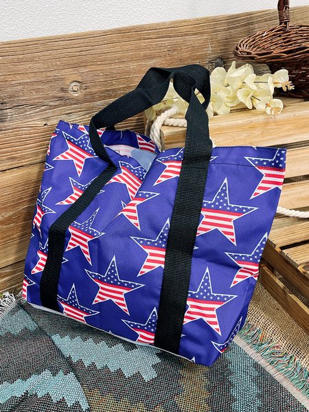

Multicolor Star Printed One-shoulder Shopping Bag, As picture, Bags