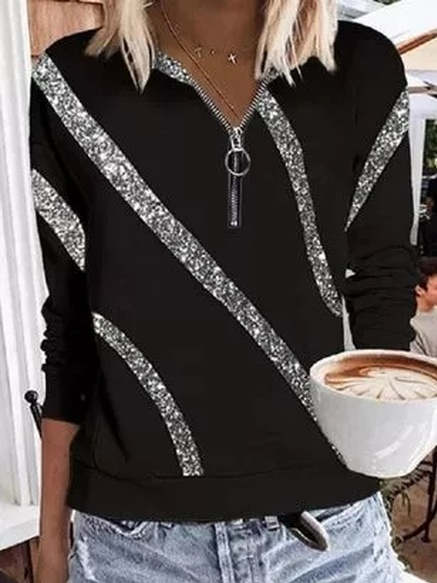 

Cotton Blends V Neck Casual Sweatshirts, Black, Sweatshirts & Hoodies