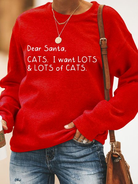 

Dear Santa, Cats. I want Lots And Lots Of Cats Women‘s Casual Sweatshirt, Red, Hoodies&Sweatshirts