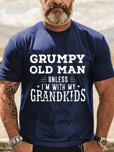 

Funny text print round neck short sleeve T-shirt, Purplish blue, T-shirts
