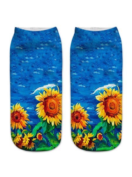 Oil Painting Print Socks, Socks