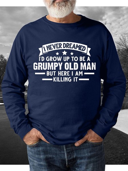 

Grumpy Old Man Long Sleeve Casual Sweatshirt, Purplish blue, Hoodies&Sweatshirts
