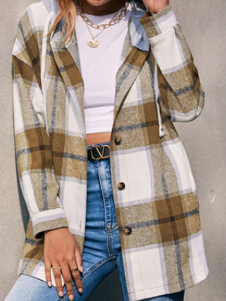 

Vintage V Neck Loosen Outerwear, Yellow, Coats