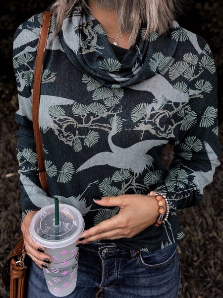 Animal Crew Neck Shirts & Tops, As picture, T-Shirts