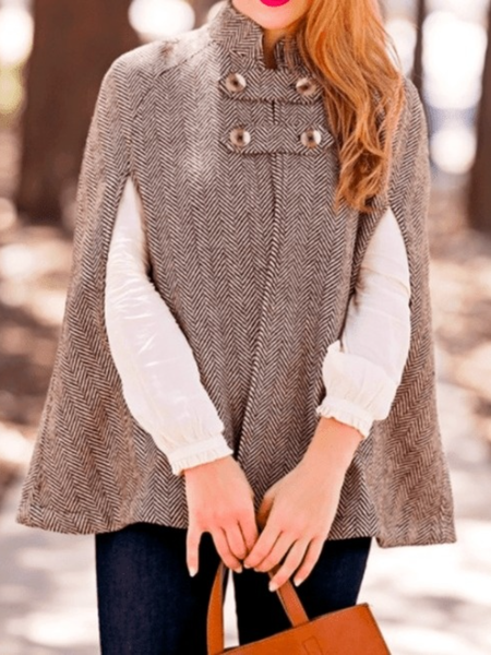 

Fall Elegant Mid-weight Stand Collar Daily Elegant Simple Outerwear, As picture, Coats