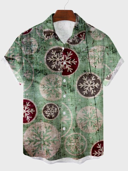 

Vintage Wallpaper Short Sleeve Shirt Collar Casual Shirts & Tops, As picture, Shirts