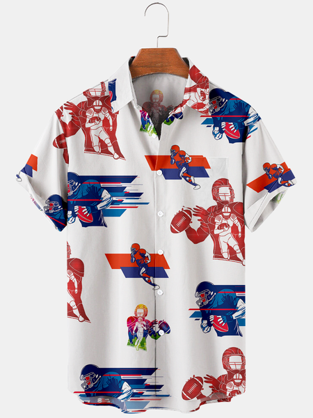 

Geometric Short Sleeve Shirts, White, Men's Floral shirt