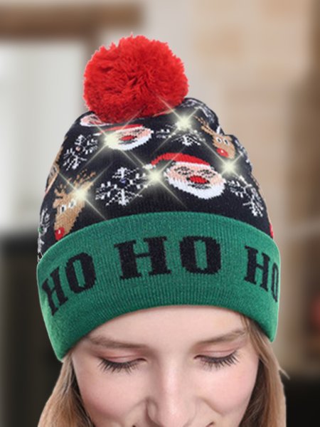 

Christmas LED glowing hat snowman elk Christmas tree female hat with ball knitted hat, Santas, Hats & Headwear