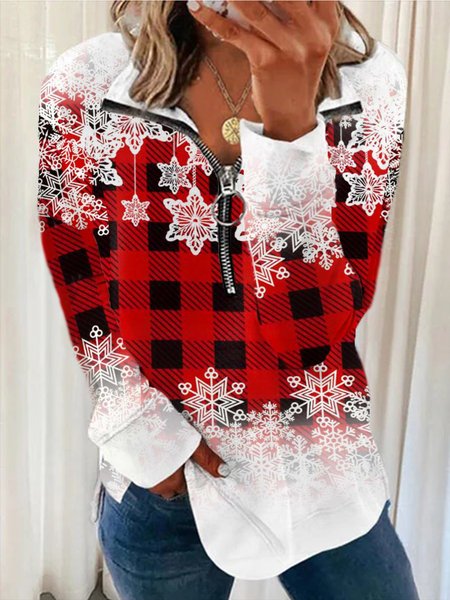 

Casual V neck Printed Long Sleeve Sweatshirt, Red, Hoodies & Sweatshirts