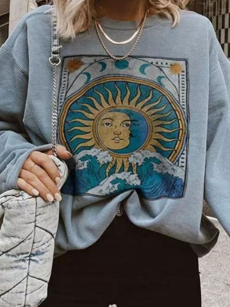 

Abstract Printed Off Shoulder Loosen Crew Neck Casual Sweatshirt, Gray, Hoodies & Sweatshirts