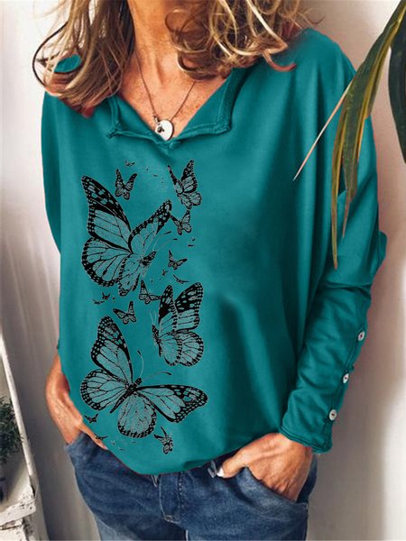 

Butterflies V Neck Sweatshirt, Green, Hoodies&Sweatshirts