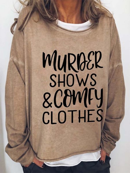 

Murder Shows Comfy Clothes Casual Cotton Blends Sweatshirts, Light brown, Hoodies&Sweatshirts