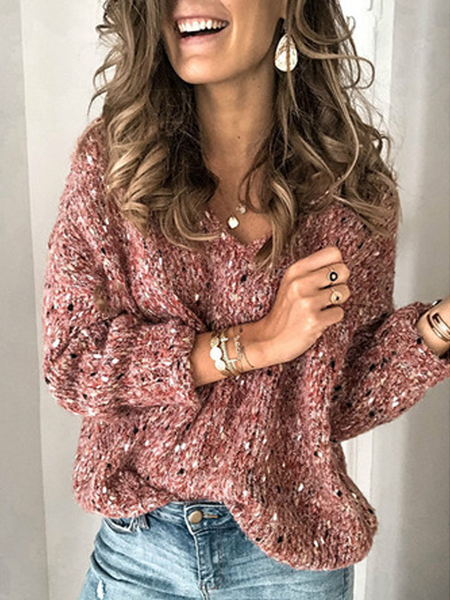 

Casual Household Daily Vintage Boho Sweater, Pink, Sweaters & Cardigans