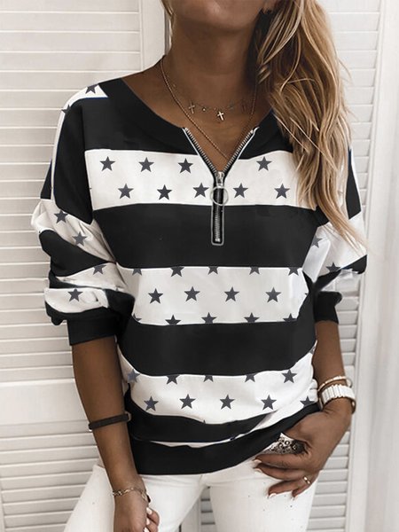 

Loosen Statement Cotton Blends Sweatshirt, Black-white, Hoodies & Sweatshirts