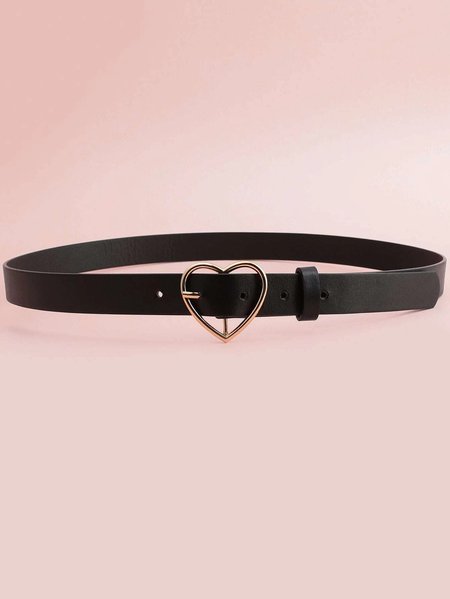 

Simple Alloy Heart-shaped Buckle Belt, As picture, Accessories