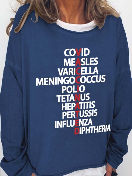 

Vaccinated Crew Neck Casual Sweatshirts, Deep blue, Hoodies&Sweatshirts