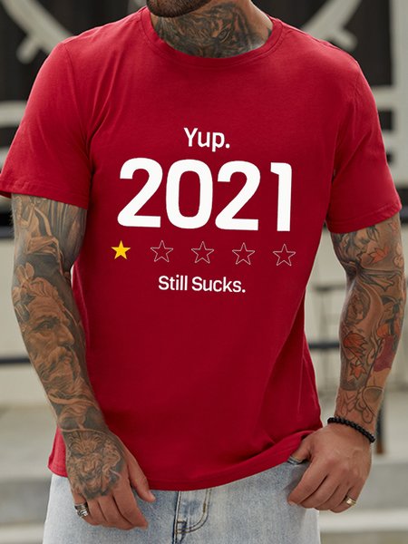 

Yup 2021 Still Sucks. One Star Crew Neck Short Sleeve Shirts & Tops, Red, T-shirts