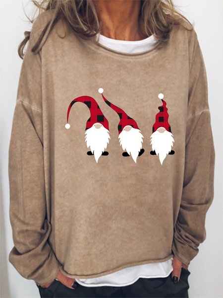 

Marry Christmas Printed Casual Sweatshirt, Light brown, Hoodies&Sweatshirts