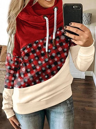 

Off Shoulder Vintage Checked/Plaid Regular Fit Sweatshirt, Red, Hoodies & Sweatshirts