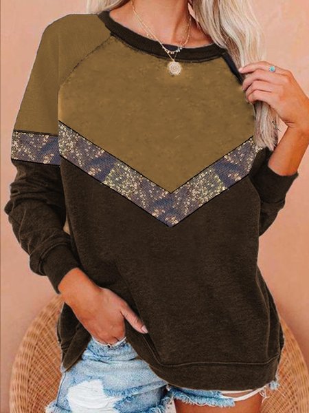 

Casual Sequins Crew Neck Loosen Sweatshirt, Khaki, Hoodies & Sweatshirts
