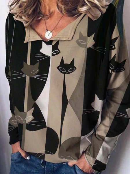 

Crew Neck Animal Vacation Shirts & Tops, As picture, Tops