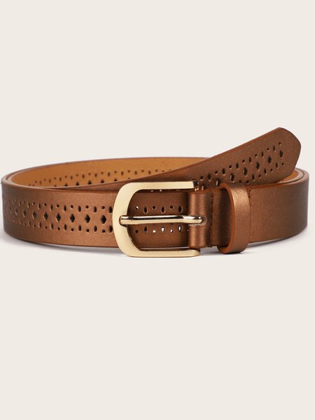 

Vintage Hollow Square Buckle Belt, As picture, Belts
