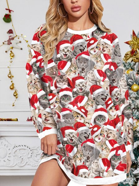 

Animal Vacation Crew Neck Dresses, Multicolor, Casual Dresses