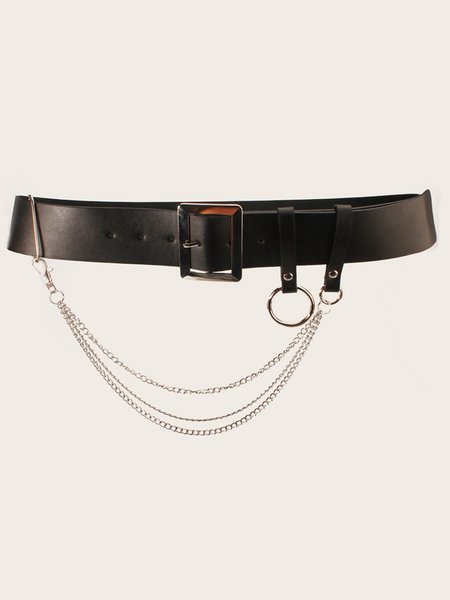 

Simple Chain Alloy Square Buckle Belt, As picture, Belts