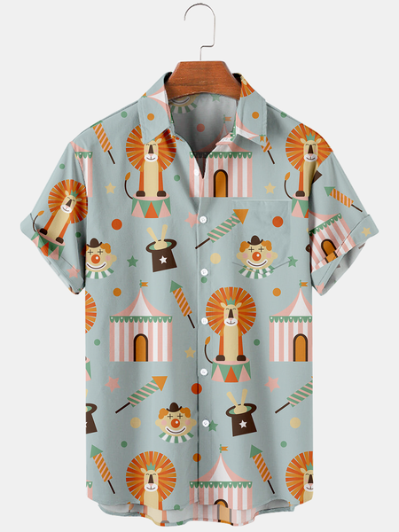 

Shirt Collar Outdoor Shirts, As picture, Men's Floral shirt