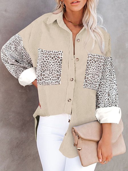 

Vintage Casual Elegant Shirt Collar Outerwear, Apricot, Coats