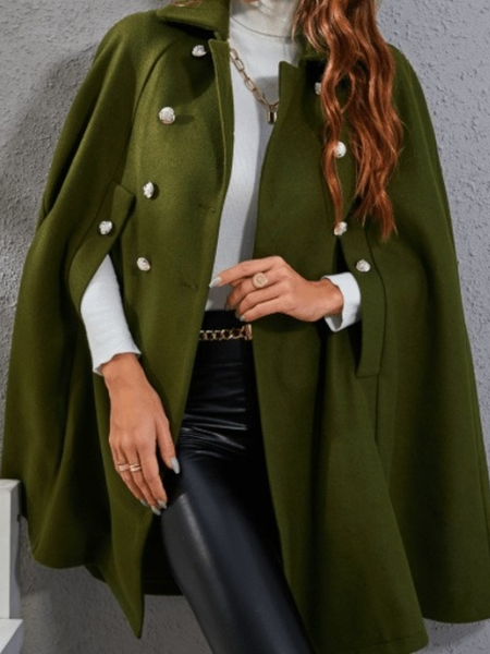 

Winter Loosen Plain Work Formal Date Mid-weight Outerwear, Army green, Coats