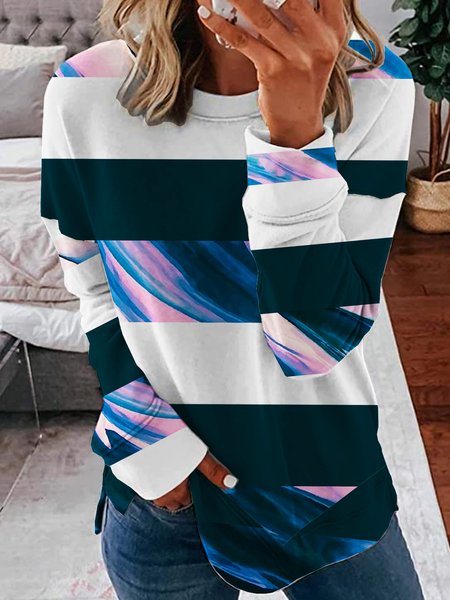 

Abstract Casual Regular Fit Sweatshirt, As picture, Hoodies&Sweatshirts