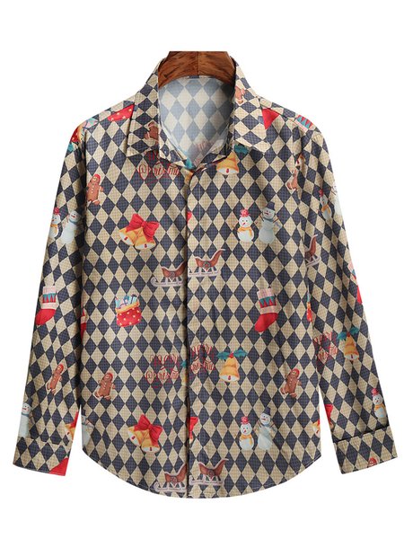 

Christmas Graphic Long Sleeve Casual Shirt, 12, Shirt