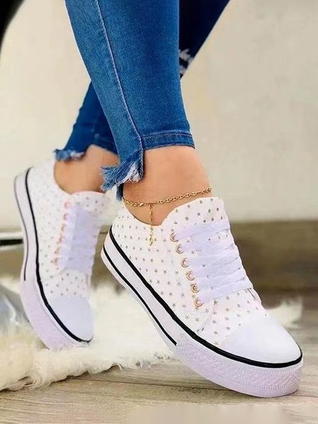 

Casual Star Print Canvas Shoes, White, Sneakers