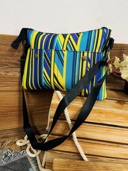 

Personalized Abstract Stripe Print Crossbody Bag, As picture, Men's Bags