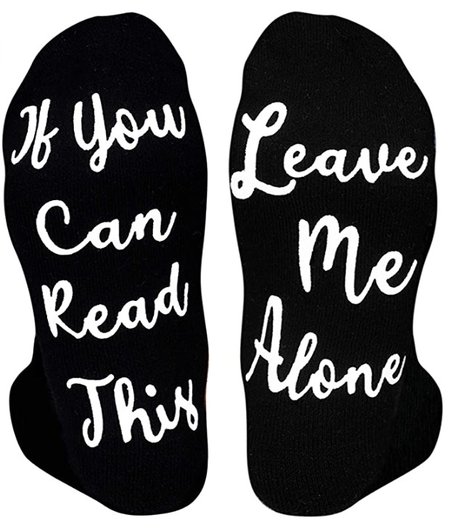 

Leave Me Along Letter Socks, Black, Socks