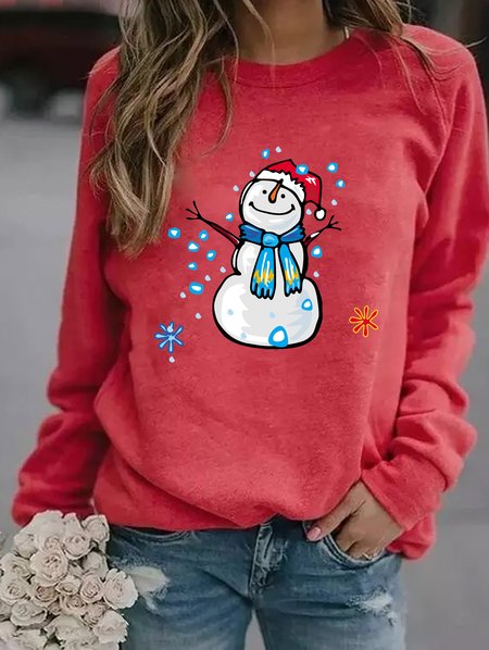 

My favorite flower is Christmas snowflakes and I will become a happy snowman Women's sweatshirt, Red, Hoodies&Sweatshirts
