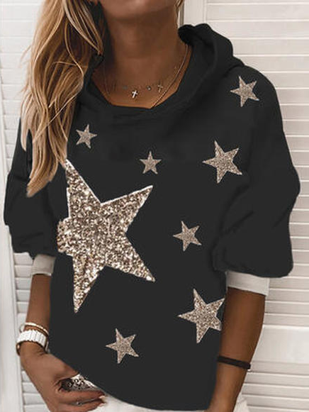 

Loosen Casual Cotton Blends Sweatshirt, Black, Sweatshirts & Hoodies