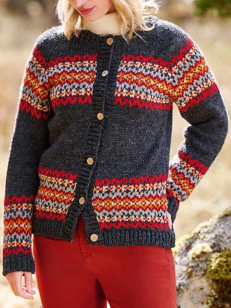 

Tribal Vintage Casual Knitting Sweater, As picture, Knitwear & Sweaters