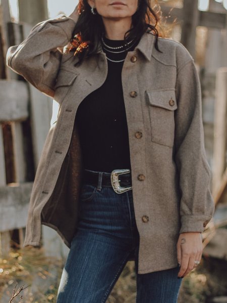 

Pockets Off Shoulder Outerwear, Cameo brown, Jackets