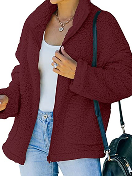 

Plain Cotton Outerwear, Wine red, Outerwear