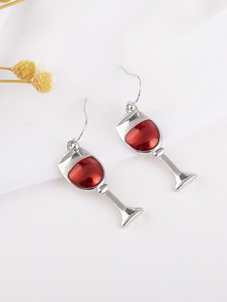 

Christmas creative wine bottle cup earrings, Silver, Earrings