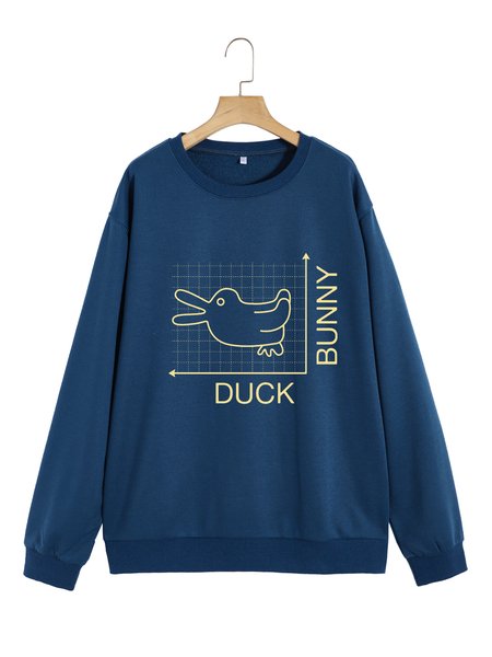 

Unocis Duck & Bunny Printed Round Neck Sweatshirt, Blue, Sweatshirts