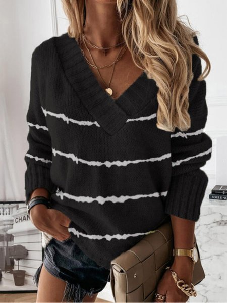 

Long sleeve V Neck Plus Size Sweaters, Black, Knitwear & Sweaters