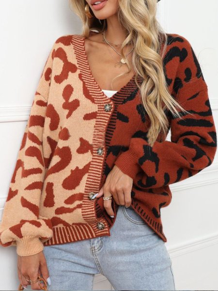 

Vintage Casual Simple Regular Fit Outerwear, Brown, Cardigans