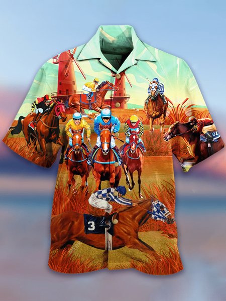 

Animal Vintage Short Sleeve Shirts & Tops, As picture, Men's Floral shirt