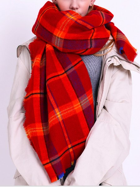 Elegant Christmas Standard Checked/Plaid Scarf, Red, Scarves