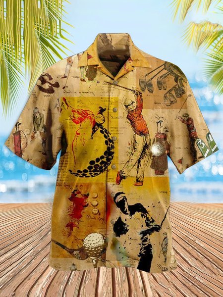 

Vacation Printed Shirt Collar Shirts & Tops, As picture, Men's Floral shirt